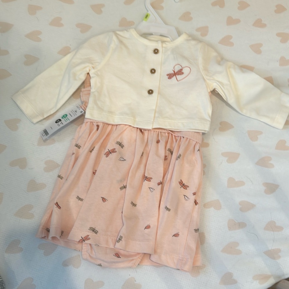 Baby Girl Dress with light sweater, NWT 0-3 months, perfect for Spring